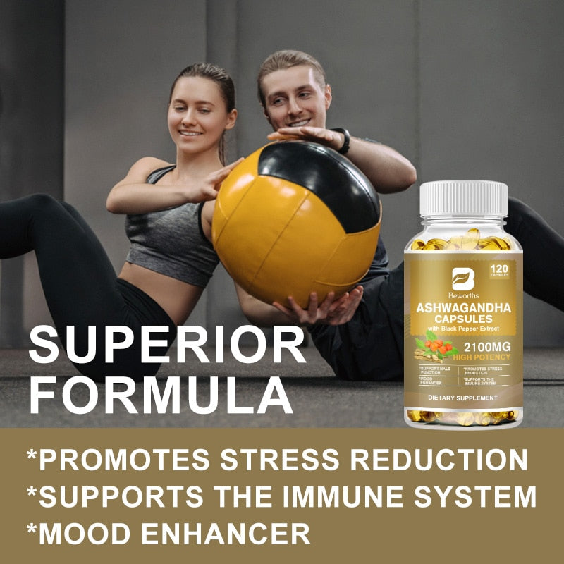 Strong Ashwagandha Capsule: Natural Sleep + Immune Support Supplement with Black Pepper for Vitality