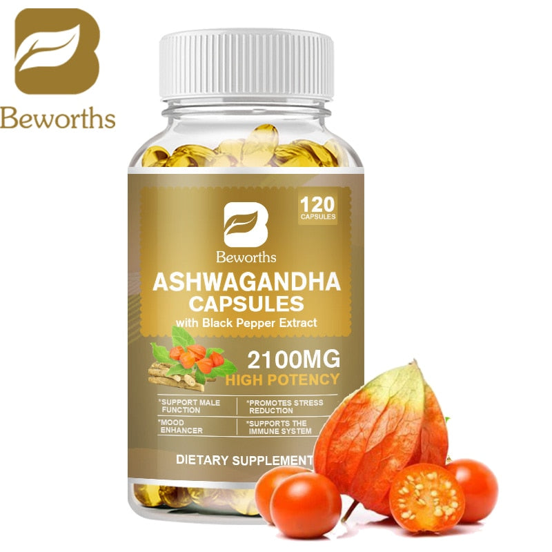 Strong Ashwagandha Capsule: Natural Sleep + Immune Support Supplement with Black Pepper for Vitality