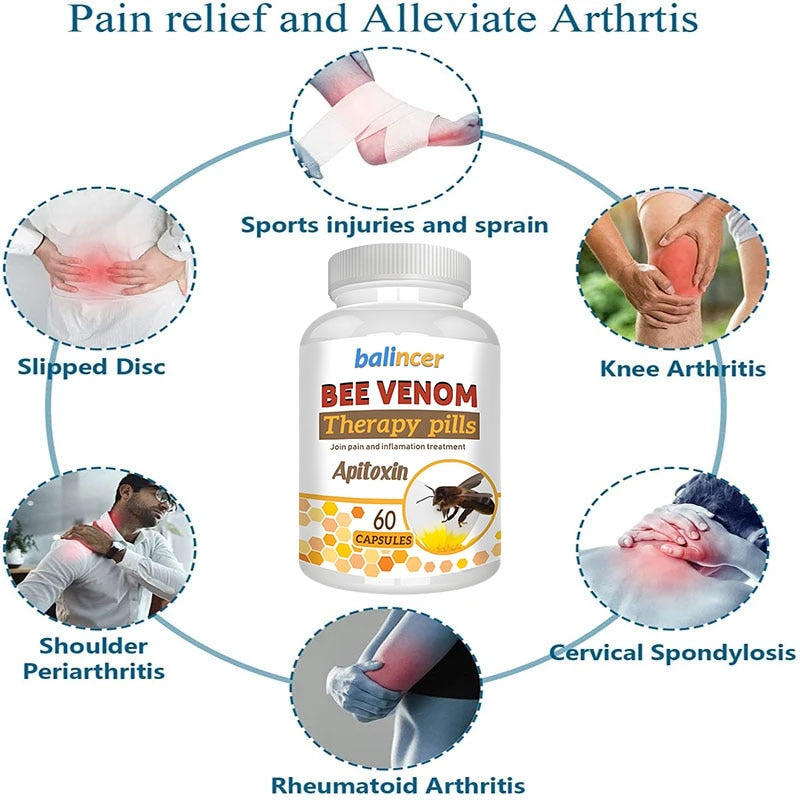 Natural Bee Venom Extract - Joint Pain, Arthritis, Tendonitis, Herniated Disc, Anti-Aging, Anti-Inflammatory, Free Shipping