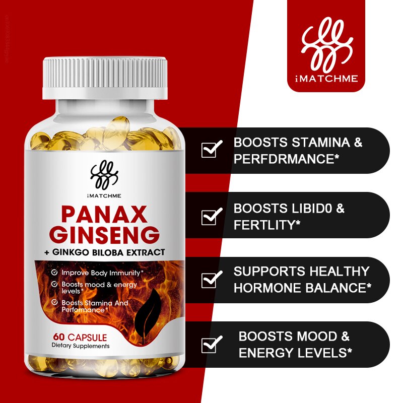 Red Panax Ginseng 7000mg + Ginkgo Biloba + Ashwagandha for Energy, Strength, Focus, Memory and Mental Performance