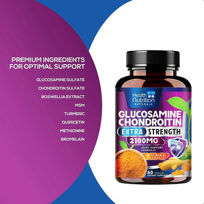 Glucosamine Chondroitin Turmeric MSM Triple Strength Joint Support 2100mg