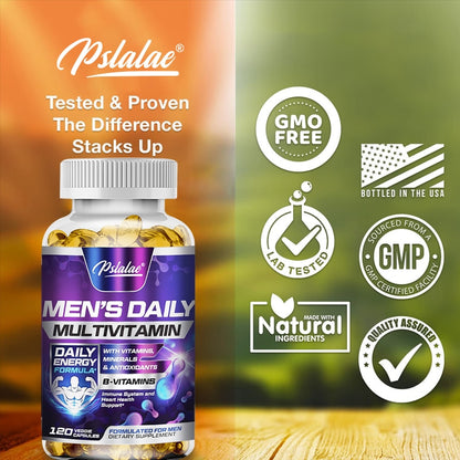 Men's Multivitamin Supplement:  Vitamins A, B12, C, D and E for Energy And Zinc For Immune Support