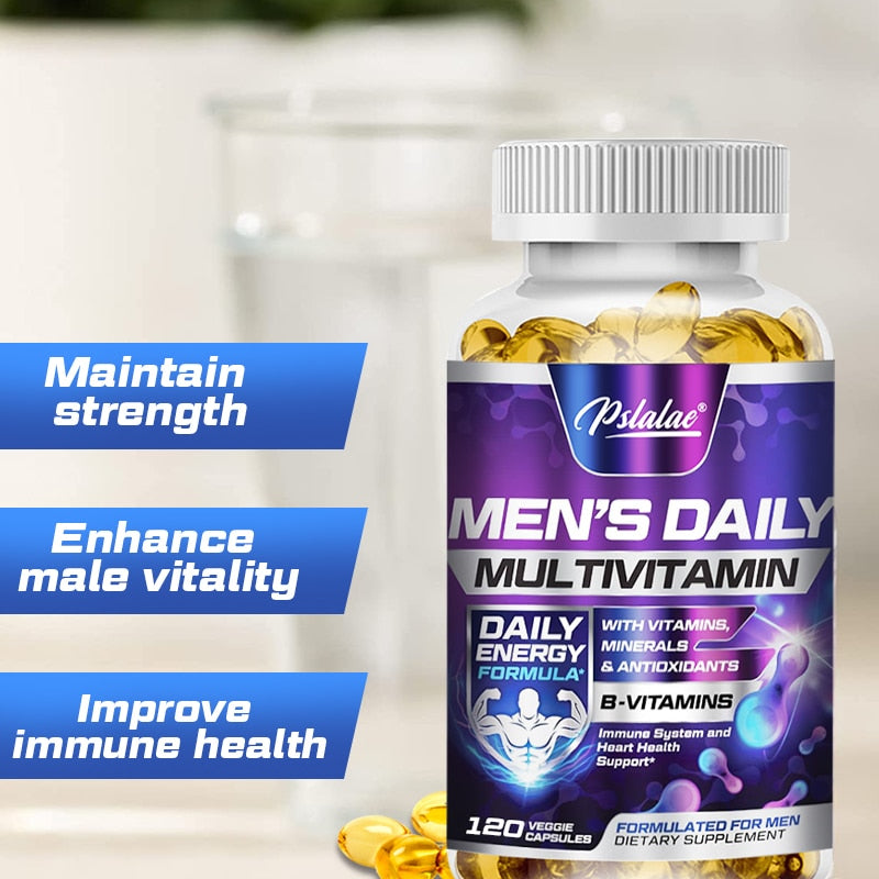 Men's Multivitamin Supplement:  Vitamins A, B12, C, D and E for Energy And Zinc For Immune Support