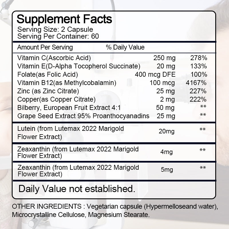 Strong Lutein Eye Care Capsules: Eye Protection, Retinal Relieve And Anti-Myopia Supplement