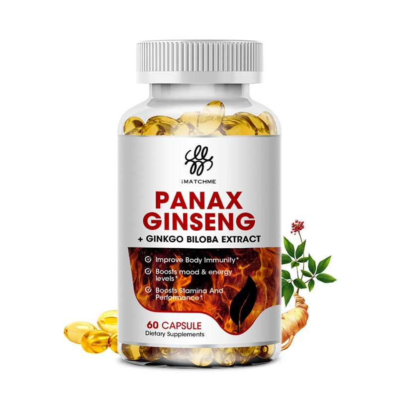 Red Panax Ginseng 7000mg + Ginkgo Biloba + Ashwagandha for Energy, Strength, Focus, Memory and Mental Performance