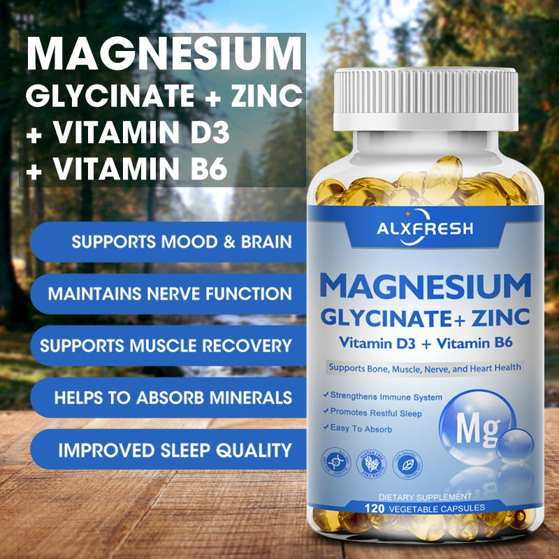 Magnesium Glycinate & Zinc + Capsules: For your heart, muscles and joints.